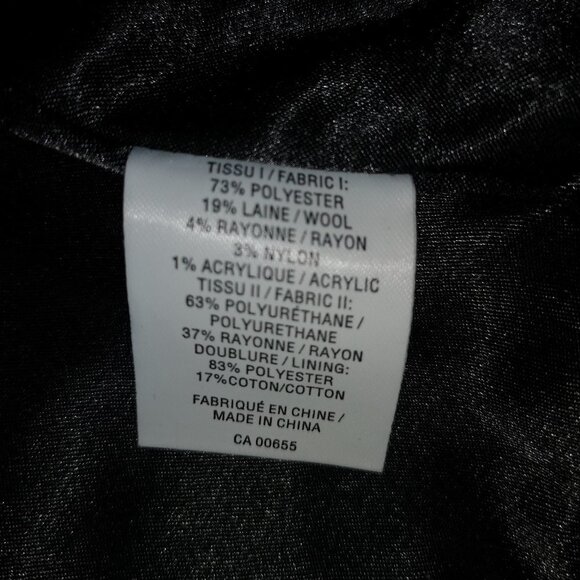 Reitmans Ladies Black & White Plaid with Faux Leather Sleeves & Accents Coat - Picture 5 of 8